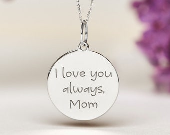 Sterling Silver handwriting Necklace • Personalized Handwritten Pendant • Custom necklace engraved both sides