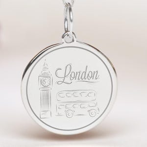 Sterling Silver London Necklace • Personalized London England Pendant • Dainty London Skyline Charm
