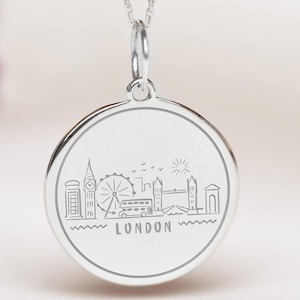 Sterling Silver London Necklace • Personalized London England Pendant • Dainty London Skyline Charm