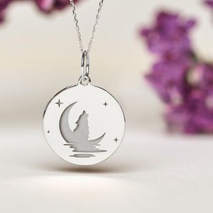 Sterling Silver Wolf Necklace • Personalized Wolf Pendant • Dainty Wolf Charm