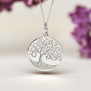 Sterling Silver  Tree of Life Necklace • Personalized Tree of Life Necklace Pendant • Dainty Tree of Life Charm
