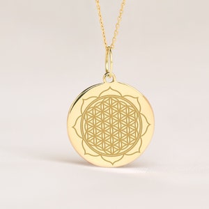 14k Solid Gold Flower of Life Necklace • Personalized Flower of Life Pendant • Dainty Flower of Life Charm