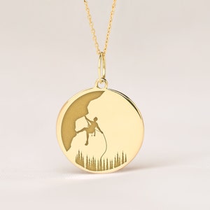 14k Solid Gold Mountain Necklace • Personalized Mountain Charm • Dainty Mountain Charm