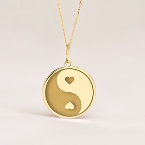 14k Solid Gold Yin Yang Necklace • Personalized Yin Yang  Necklace Pendant • Dainty Yin Yang  Necklace Charm