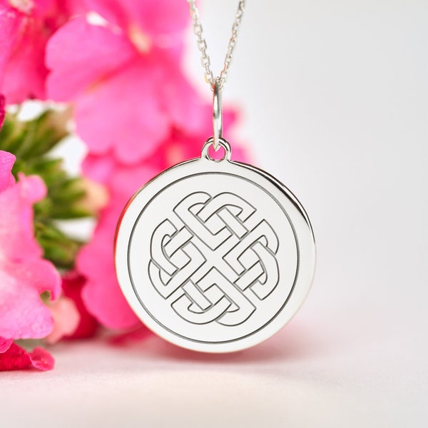 Sterling Silver Dara Celtic Knot Necklace • Personalized Celtic Knot Charm • Dainty Dara Charm