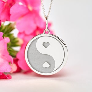 Sterling Silver Yin Yang Necklace • Personalized Yin Yang  Necklace Pendant • Dainty Yin Yang  Necklace Charm
