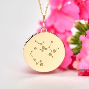 14k Sagittarius constellation necklace gold • Solid Gold Personalized Sagittarius Constellation Pendant • Dainty Sagittarius Charm
