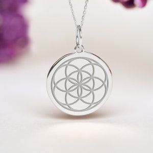 Sterling Silver Seed Of Life Necklace • Flower Of Life Pendant • Dainty Seed Of Life Charm