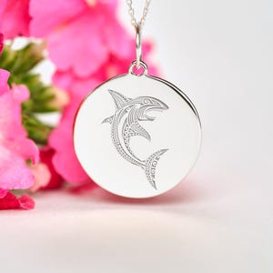 Sterling Silver Shark Necklace • Personalized Shark Pendant • Dainty Scuba Diver Charm