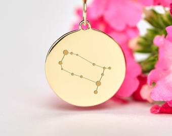 Gemini Necklace 14k Gold • Personalized Constellation Pendant • Zodiac Jewelry