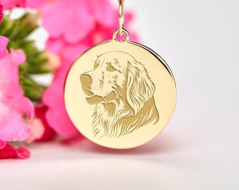 Golden Retriever Dog Necklace • 14k Gold Personalized Pet Memorial Gift
