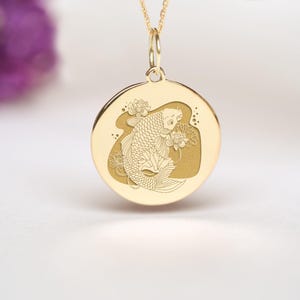 14k Solid Gold Koi Fish Pendant • Personalized Japanese fish Necklace • Dainty Koi Charm