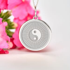 Sterling Silver Yin Yang Necklace • Personalized Yin Yang  Necklace Pendant • Dainty Yin Yang Charm