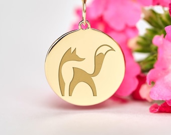 Gold Fox Necklace • 14k Solid Gold Pendant • Personalized Woodland Charm