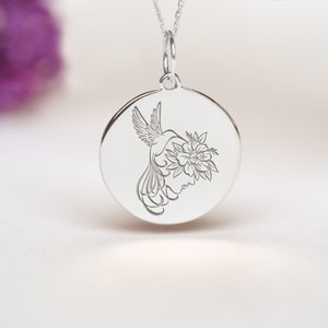 Sterling Silver Hummingbird Pendant •  Hummingbird Necklace • Flying Bird Charm