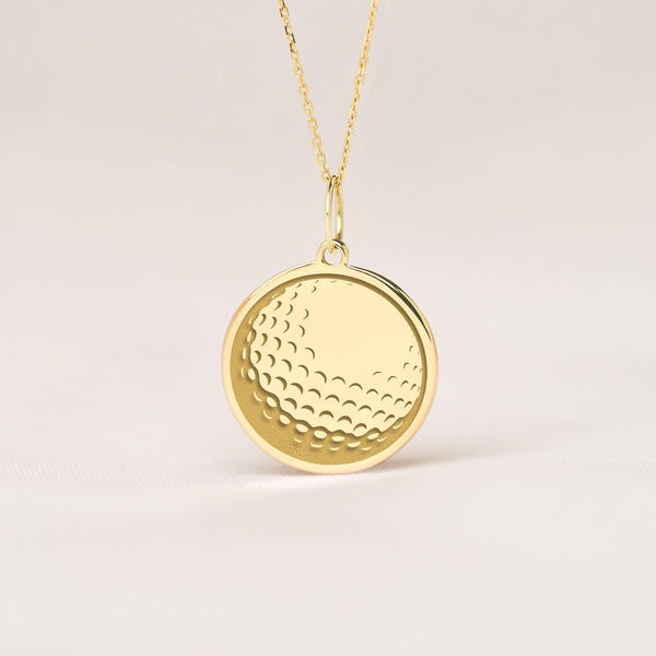 Golf Ball Necklace • Personalized Coach Pendant 14k Gold