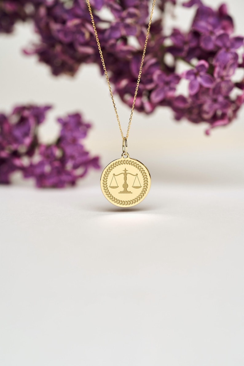 14k Gold Scale of Justice Necklace • Personalized Law Graduate Gift ...