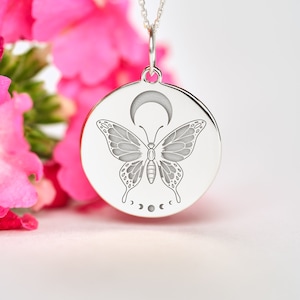Sterling Silver Luna Moth Necklace • Personalized Luna Moth Necklace • Dainty Luna Moth Charm