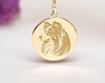 Shetland Sheepdog Pendant • Personalized Dog Necklace • 14k Gold Sheltie