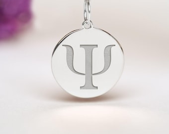 Psi Symbol Necklace Sterling Silver • Psychology Graduation Gift • Personalized Therapist Pendant
