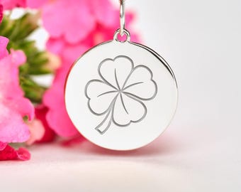 Sterling Silver Four Leaf Clover Necklace • Lucky Charm Jewelry • Fortune & Hope