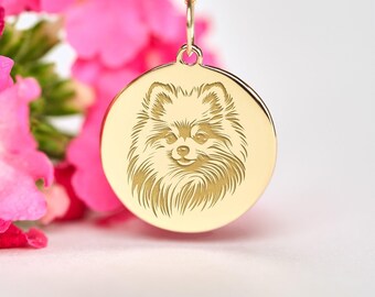 Pomeranian Necklace 14k Gold • Personalized Dog Pendant