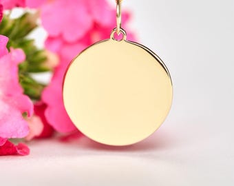 Initial Necklace 14k Gold • Minimalist Engravable Pendant • Personal Jewelry