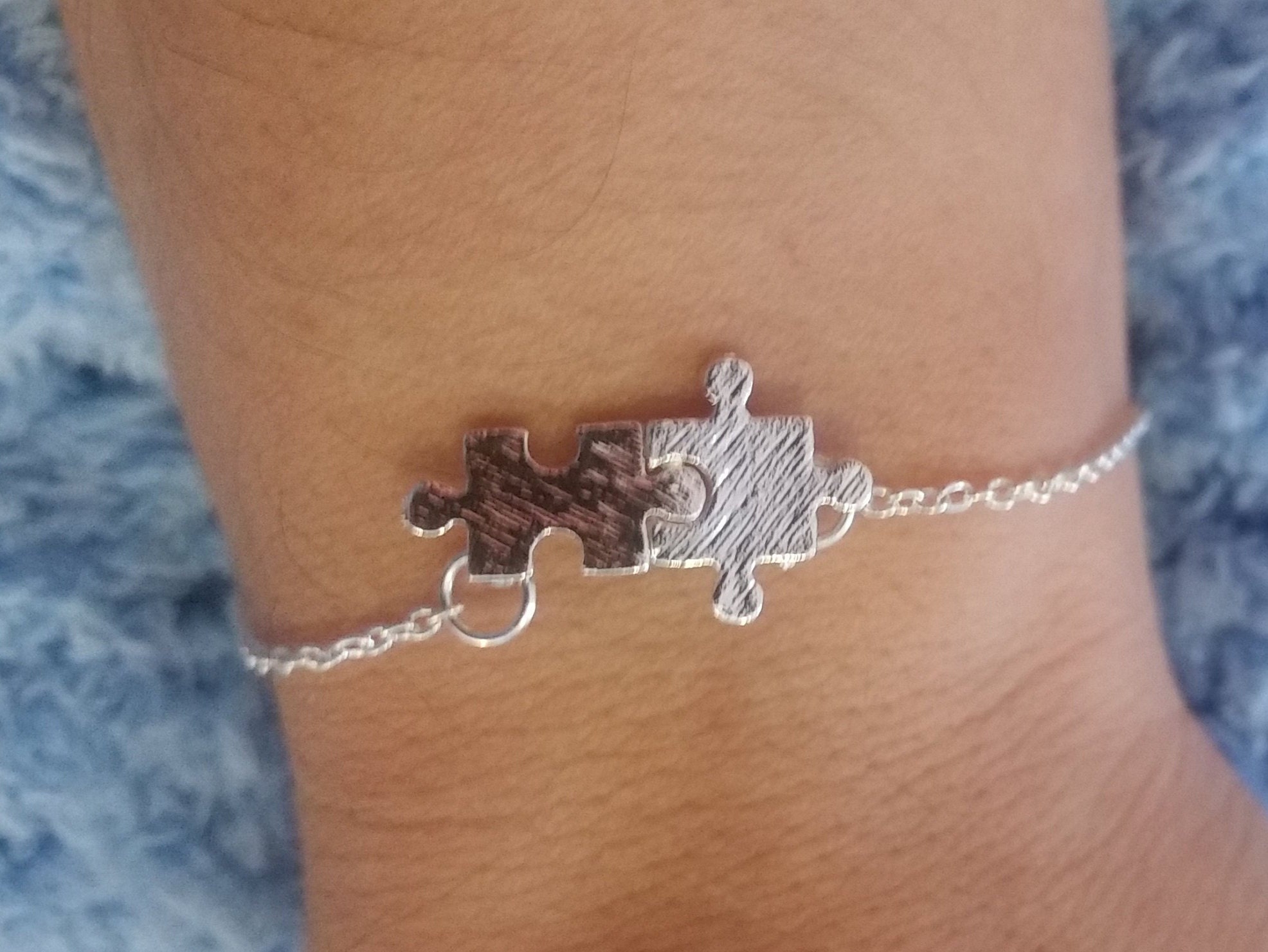 Jigsaw Puzzle Piece Bracelet Sterling Silver Puzzle Bracelet Etsy UK