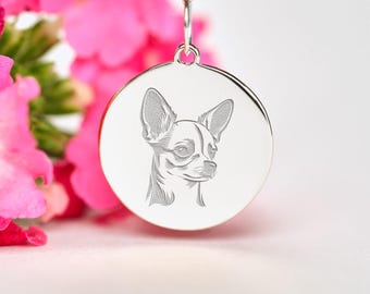 Chihuahua Necklace Sterling Silver • Personalized Dog Lover Pendant • Pet Memorial