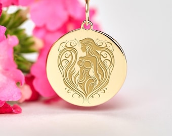 14k Gold Mermaid Necklace • Personalized Ocean Charm