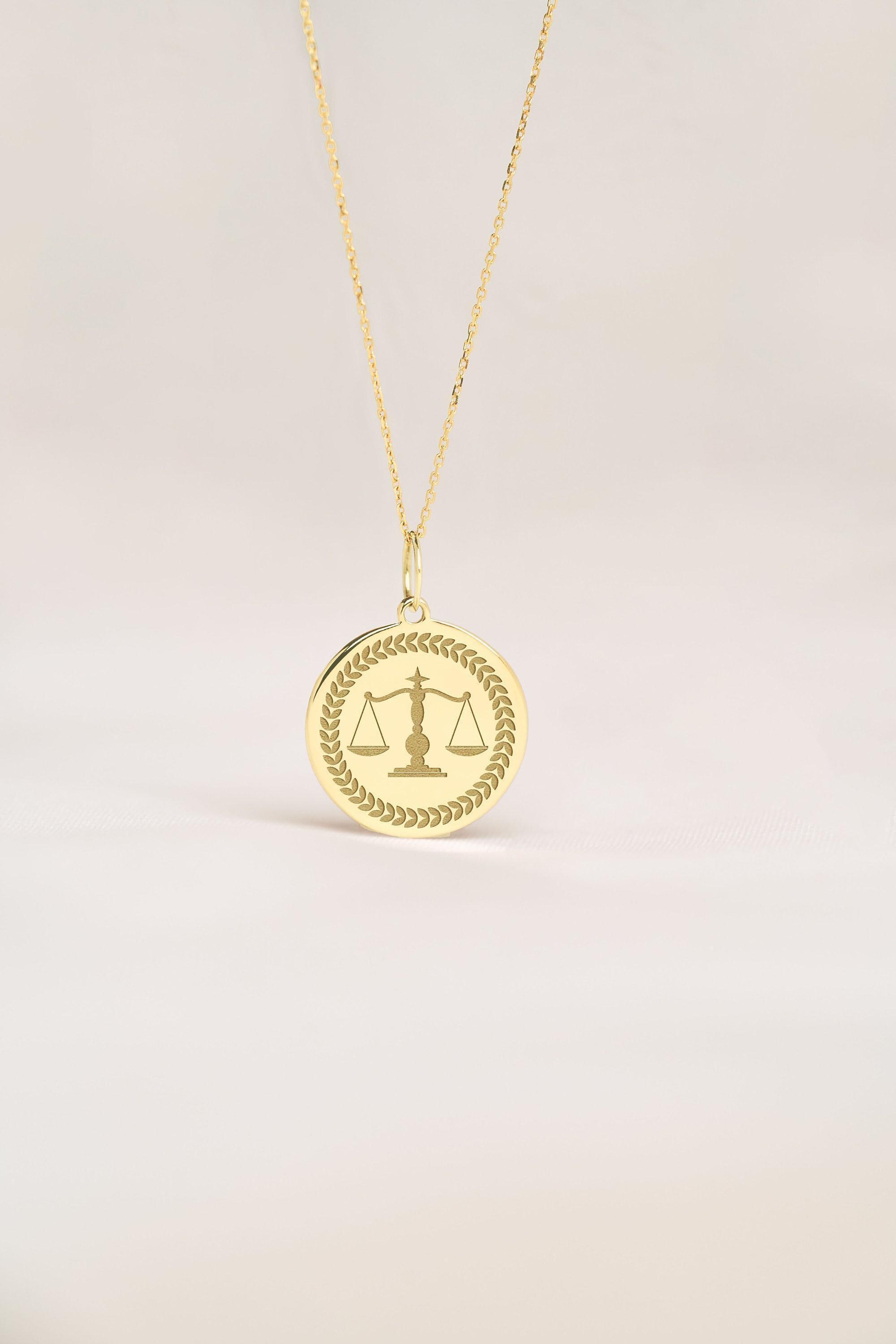 14k Gold Scale of Justice Necklace • Personalized Law Graduate 14k Gold Scale of Justice Necklace • Personalized Law Graduate