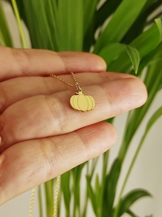 14k Solid Gold Pumpkin Necklace Personalized Pumpkin Pendant