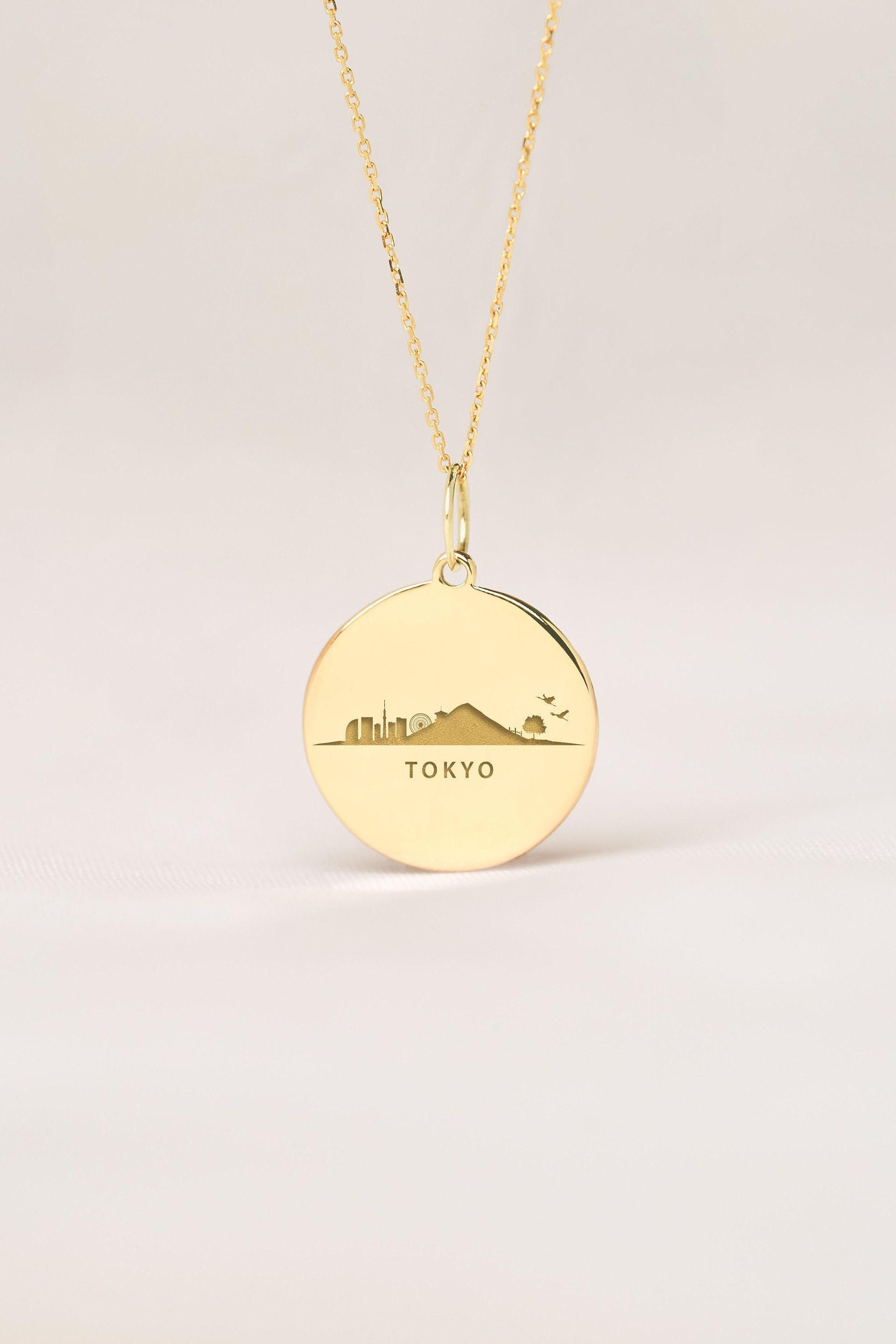 Tokyo Necklace 14k Gold • Personalized Japan Skyline Pendant - Etsy