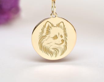 14k Gold Pomeranian Necklace • Personalized Dog Mom Pendant • Pet Jewelry
