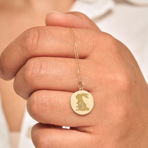 14k Solid Gold Rabbit Necklace • Personalized Animal Pendant • Dainty ...