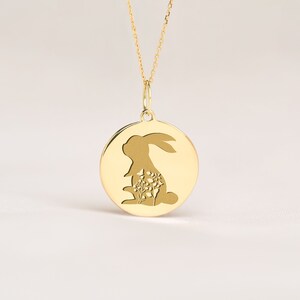 14k Solid Gold Rabbit Necklace • Personalized Animal Pendant • Dainty ...