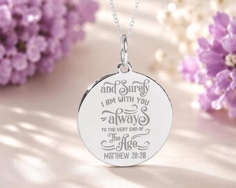 Matthew 28:20 Pendant • I Am With You Always Gift • Personalized Necklace