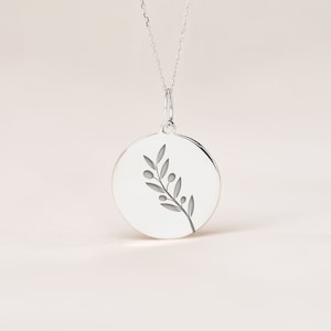 Sterling Silver Olive Tree Branch Necklace • Personalized Olive Leaf Pendant • Dainty Olive Leaf Charm