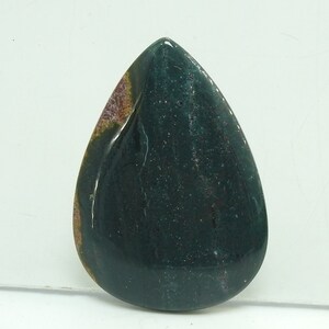 Cabochon lisse en forme de poire, jaspe sanguin, 43 x 31 x 8 mm/fait main/pierre libre/pour la fabrication de bijoux/pendentif/pièce unique en son genre C-114 100 % naturel