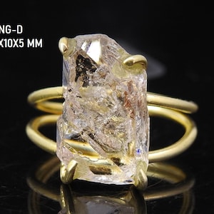 Herkimer Diamond Natural Rough Rings Copper Wire Wrapping Gold Plated Minerals Raw Stone Gift For Her Fashionable Jewelry One Of A Kind  R14