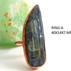 Kyanit natürlicher rauer Druzy Wire Wrapping Kupferring / loser Rohstein / personalisiertes Geschenk für sie / einzigartig / R1