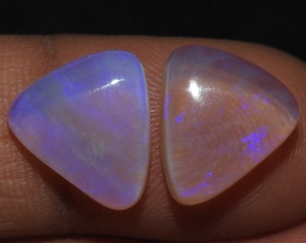 Australian Opal Multi Fire Smooth Fancy Shape Matched Pair/14X12X4MM/Handmade Loose Stone/For Making Earring Jewelry/One of Kind/MS