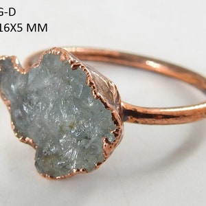 Aquamarine Natural Rough Electra Plated Copper Ring/Loose Raw Stone/Slab/Minerals/Fashionable Jewelry/One OF A Kind/R17