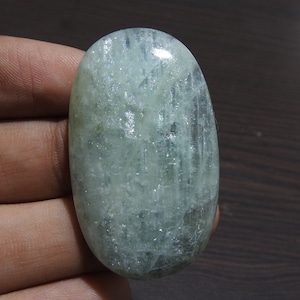 Cabochon de feldspath de forme ovale lisse aigue-marine/46 x 27 x 6 mm environ/pierres précieuses en vrac pour la fabrication de bijoux/pièces uniques/fournitures en gros/C-01