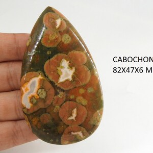 Cabochon lisse en rhyolite/pierre non sertie faite main/pour la fabrication de bijoux/pièce unique en son genre/100 % naturel/C-114