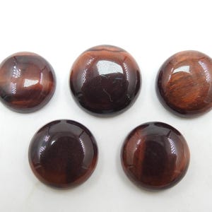 Lot de 8 cabochons lisses ronds en forme d'oeil de tigre rouge/environ 20 x 20 x 6 x 16 x 6 mm/pierre naturelle/C-80