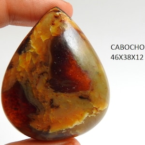 Cabochon ambré en forme de poire lisse fait main/pierres non serties/pour fabriquer des bijoux/unique en son genre/100 % naturel/C-12