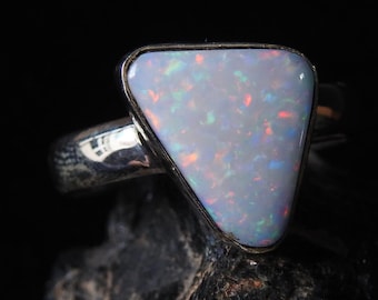 Australian Opal Ring-925 Sterling Silver-October Birthstone-Mens ring-Opal Doublets-10US Size Handmade Jewellery-Gift For Her-MS