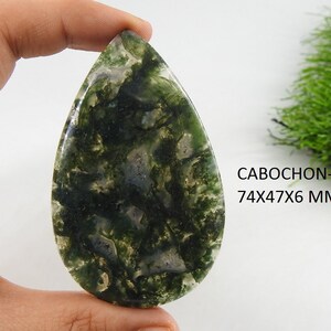 Cabochon liscio a forma di pera di agata muschiata/Pietra preziosa sciolta/Pietra fatta a mano/Per realizzare gioielli/Pendente/Unico nel suo genere/100% naturale C-73