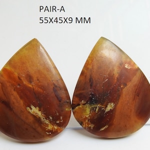 Ambre lisse forme fantaisie paire cabochon/pierre faite main/cadeau personnalisé/pour faire des bijoux de boucle d'oreille/pièce unique/100 % naturel/C-12